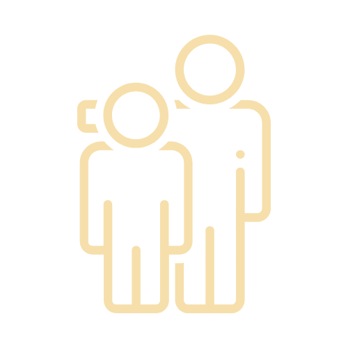 Icône représentant deux personnes, un enfant et un adulte, en silhouette épurée de couleur beige